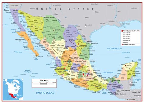 mexico map with cities